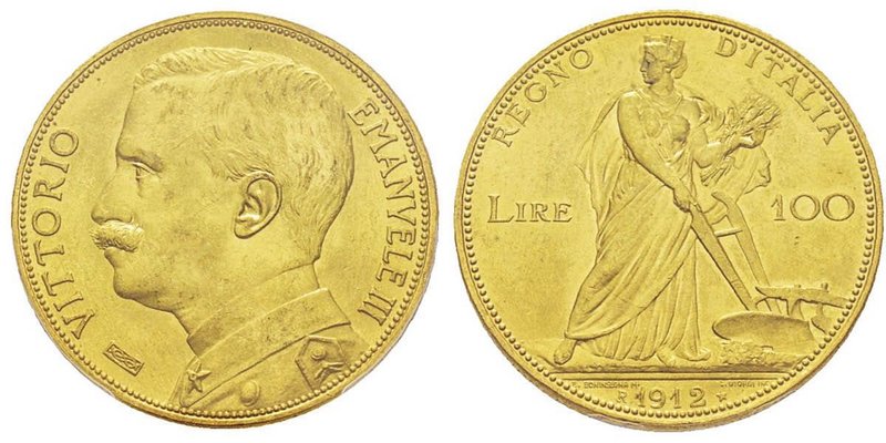 Vittorio Emanuele III 1900-1943
100 Lire, Roma, 1912 R, AU 32.25 g.
Ref : MIR 11...