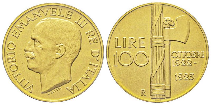 Vittorio Emanuele III 1900-1943
100 Lire, Roma, 1923 R, con asse spostato di 15°...