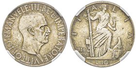 Vittorio Emanuele III 1900-1943
10 Lire Impero, Roma, 1936 R, Anno XIV, AG 10 g.
Ref : MIR 1133a, Pag. 700
Conservation : NGC MS64