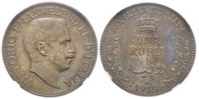 Vittorio Emanuele III 1900-1943
Somalia Italiana
1 Rupia (1.68 Lire), 1919, AG 11.65 g.
Ref : MIR 1175f (R), Pag. 963
Conservation : NGC MS61