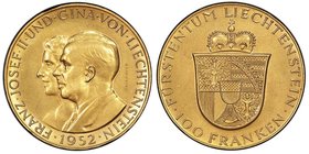 Liechtenstein
Franz Joseph II 1938-1989
100 Franken, 1952, AU 32.25 g.
Ref : Fr. 19, Y#17 
Conservation : PCGS MS63