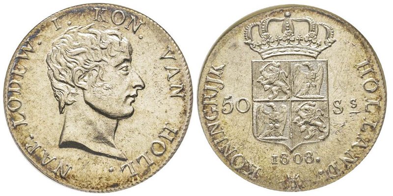 Ludwig Napoleon 1806-1810 
50 Stuivers, Utrecht, 1808, AG 26.3 g.
Ref : Dav. 228...