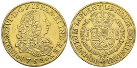 Peru
Fernando VI 1746-1760
8 Escudos, Lima, 1753 J, AU 27.00 g.
Ref : Cal. 20, Fr. 16
Conservation : TTB
