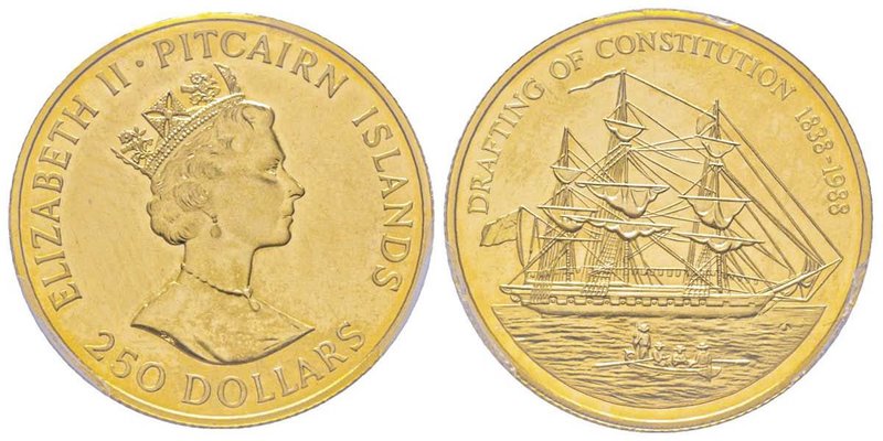 Pitcairn Islands
250 Dollars, 1988, AU 15.95 g. 917‰
Ref : Fr. 1, KM#6
Conservat...