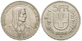 Switzerland
5 Francs, Bern, 1928, AG 25 g.
Ref : KM#38, HMZ 2-1199g
Conservation : Très légèrement frotté sinon presque FDC 
Très Rare
