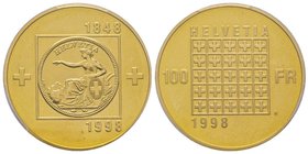 Switzerland
100 Francs, Bern, 1998 B, anniversaire confederation Suisse, AU 22.58 g.
Ref : Fr. 516, KM#83
Conservation : PCGS PROOF 68 DEEP CAMEO
Quan...
