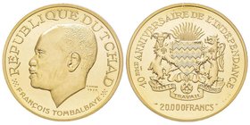 Tchad
20.000 Francs, 1970 NI, AU 80 g. 900‰
Ref : Fr. 1, KM#12
Conservation : PCGS PROOF 67 DEEP CAMEO