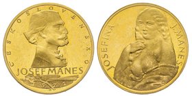 Tchécoslovaquie
Medaille de Ducat, Kremnitz, 1971, Josef et Josefina Manes, AU 3.49 g. 986‰
Conservation : FDC