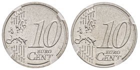 Monnaie de 10 centimes d'euro, Allemagne, ND (2005), essai de frappe, double avers
métal blanc 3.84 g. 19.7 mm
Conservation : GENI SP 64