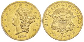 20 Dollars, San Francisco, 1856 S, AU 33.43 g.
Ref : Fr.172, KM#74.1 
Conservation : PCGS AU50