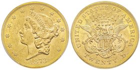 20 Dollars, Philadelphia, 1873 OPEN 3, AU 33.43 g.
Ref : Fr. 175, KM#74.2 
Conservation : PCGS MS62