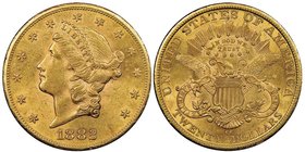 20 Dollars, Carson City, 1882 CC, AU 33.43 g.
Ref : Fr. 176, KM#74.2 
Conservation : NGC AU58