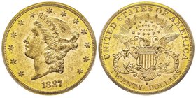 20 Dollars, San Francisco, 1887 S, AU 33.43 g.
Ref : Fr. 172, KM#74.1 
Conservation : PCGS MS62