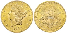 20 Dollars, Philadelphia, 1897, AU 33.43 g.
Ref : Fr. 175, KM#74.2 
Conservation : PCGS MS63