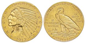 5 Dollars, San Francisco, 1913 S, AU 8.35 g.
Ref : Fr. 150, KM#129 
Conservation : PCGS MS61