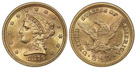 2.5 Dollars, Philadelphia, 1879, AU 4.18 g.
Ref : Fr. 114, KM#72 
Conservation : PCGS MS64+