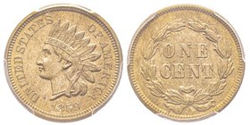 Indian Cent, Philadelphia, 1859, Cu-Ni 4.7 g.
Ref : KM#87
Conservation : PCGS MS63+
