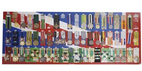 Lot de environ 47 médailles, décorations et rubans du monde, dont des médailles de Portugal, France, Gardia Civile espagnole et île Maurice.