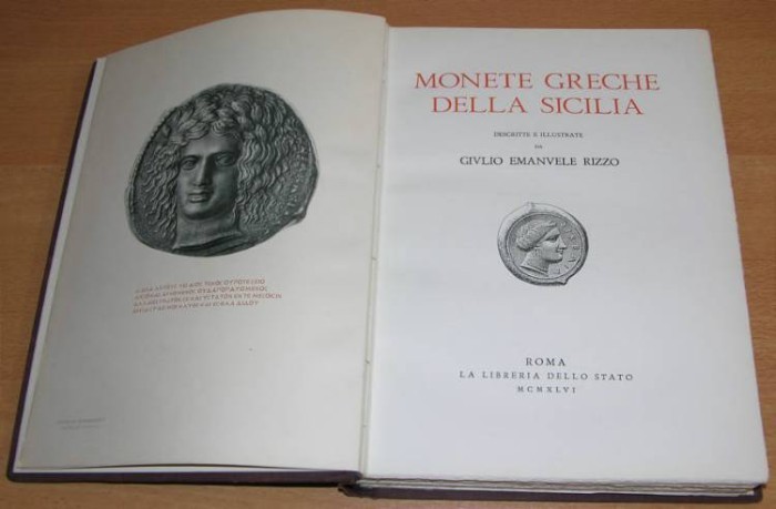 Greek Coinage. RIZZO Giulio Emanuele. Monete Greche della Sicilia. Roma, La Libr...