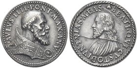 ROMA
Paolo IV (Giampietro Carafa), 1555-1559.
Medaglia 1559 a. V opus G. Bonzagni.
Ag gr. 6,79 mm 24,8
Dr. PAVLVS IIII - PONT MAX AN V. Busto a d....