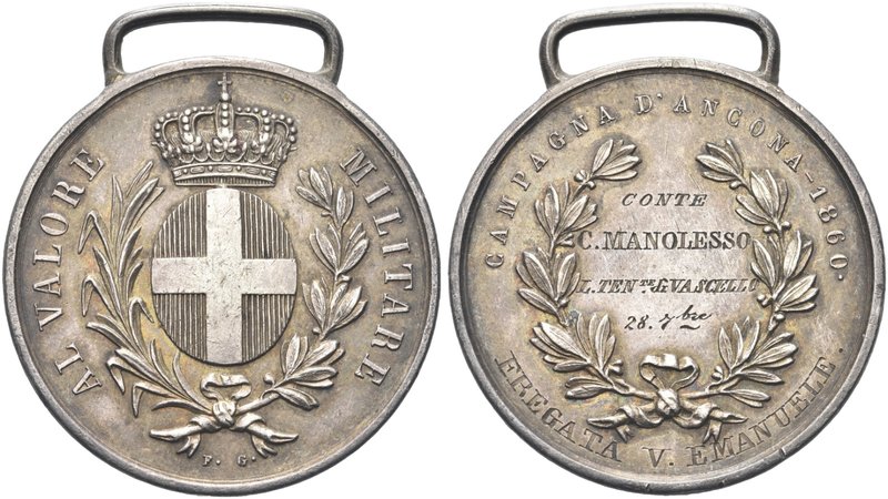 ANCONA
Vittorio Emanuele II, 1849-1878.
Medaglia 1860 al valore militare Campa...