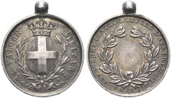 ANCONA
Vittorio Emanuele II, 1849-1878.
Medaglia miniatura 1860 al valore militare Campagna d’Ancona.
Ag gr. 2,91 mm 16,4
Dr. AL VALORE - MILITARE...