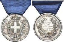 ANCONA
Vittorio Emanuele II, 1849-1878.
Medaglia 1860 al valore militare Campagna d’Ancona opus G. Ferraris.
Ag gr. 21,29 mm 34,7
Dr. AL VALORE - ...