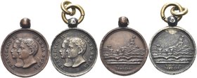 NAPOLI
Francesco II di Borbone, 1859 -1860.
Lotto di due medaglie mignon 1860-1861 con appiccagnolo, opus B. Zaccagnini.
Ag e Æ gr. 0,99; 1,30; mm ...