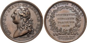 FRANCIA
Luigi XVI di Borbone, 1774-1793.
Medaglia 1789 Opus B. Duvivier.
Æ gr. 35,91 mm 42
Dr. LUDOV XVI FRANC ET NAVARRAE REX. Busto a s.; sotto ...