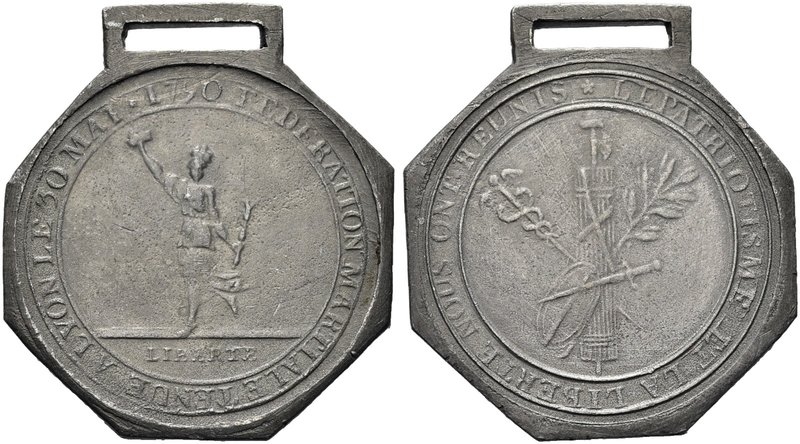 FRANCIA
Luigi XVI di Borbone, 1774-1793.
Medaglia 1790.
Stagno gr. 22,17 mm 3...