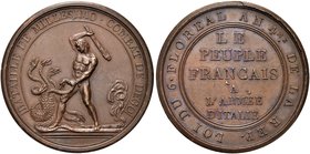 NAPOLEONE BONAPARTE
Periodo Napoleonico, dal 1795 al 1815.
Medaglia 1796 opus C. Lavy (conio francese).
Æ gr. 41,16 mm 43
Dr. BATAILLE DE MILLESIM...