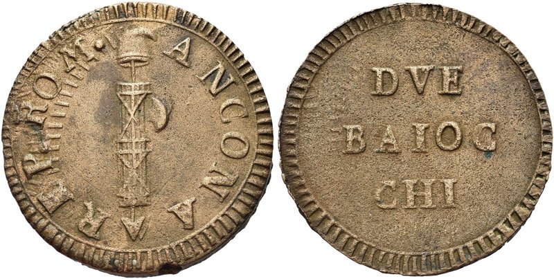 ANCONA
Prima Repubblica Romana, 1798-1799.
Due Baiocchi, fascio medio.
Æ gr. ...