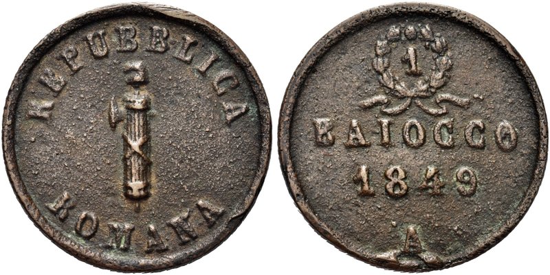 ANCONA
Seconda Repubblica Romana, 1848-1849
Baiocco 1849.
Æ gr. 10,81
Dr. Fa...