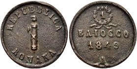 ANCONA
Seconda Repubblica Romana, 1848-1849
Baiocco 1849.
Æ gr. 10,81
Dr. Fascio littorio con scure, sormontato da pileo.
Rv. Valore e data.
Pag...