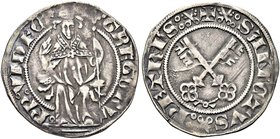 AVIGNONE
Gregorio XI (Pierre Roger de Beaufort), 1370-1378.
Carlino.
Ag gr. 2,58
Dr. GREGORV - PP VNDEC. Il Papa seduto in trono di fronte.
Rv. S...
