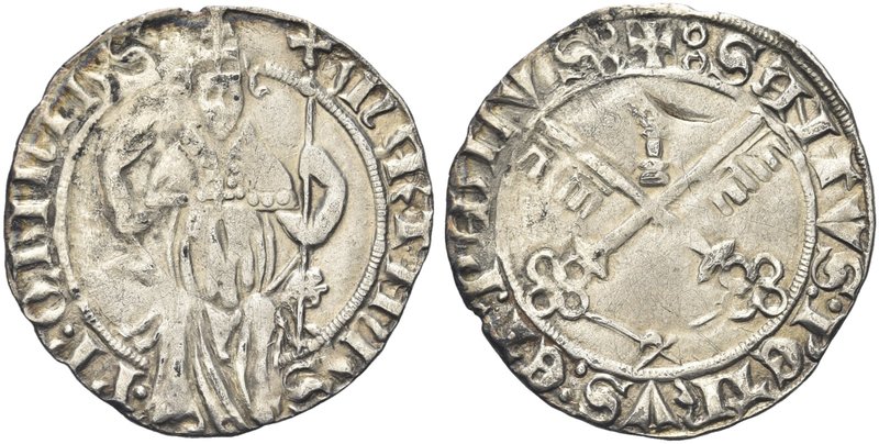 AVIGNONE
Martino V (Oddone Colonna), 1417-1431.
Grosso.
Ag gr. 1,93
Dr. MART...