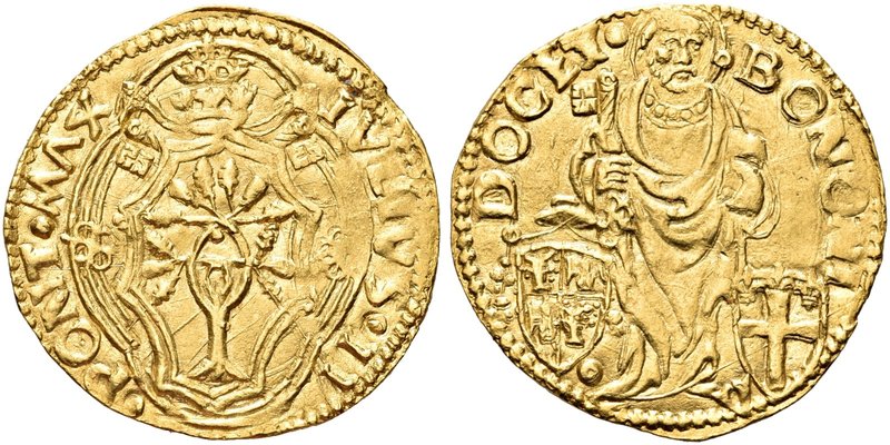 BOLOGNA
Giulio II (Giuliano della Rovere), 1503-1513.
Ducato papale.
Au gr. 3...