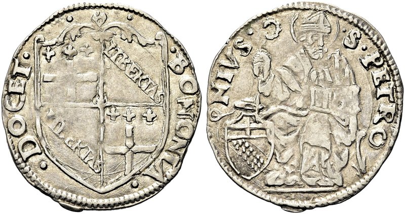 BOLOGNA
Clemente VII (Giulio de’Medici), 1523-1534.
Grosso.
Ag gr. 1,99
Dr. ...