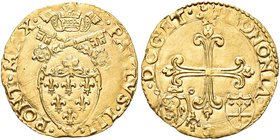 BOLOGNA
Paolo III (Alessandro Farnese), 1534-1549.
Scudo d’oro.
Au gr. 3,33
Dr. PAVLVS III - PONT MAX. Stemma semiovale gigliato.
Rv. (sole raggi...
