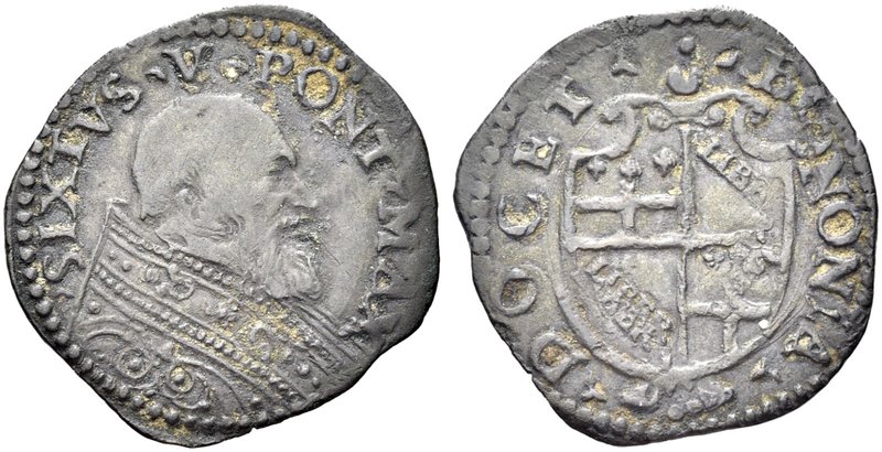 BOLOGNA
Sisto V (Felice Peretti), 1585-1590.
Sesino.
Mi gr. 1,01
Dr. SIXTVS ...