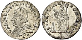 BOLOGNA
Clemente XI (Gian Francesco Albani), 1700-1721.
Muraiola da 2 Bolognini 1715.
Mi gr. 1,68
Dr. CLEMENS XI PONT M 1715. Busto a s., con cama...