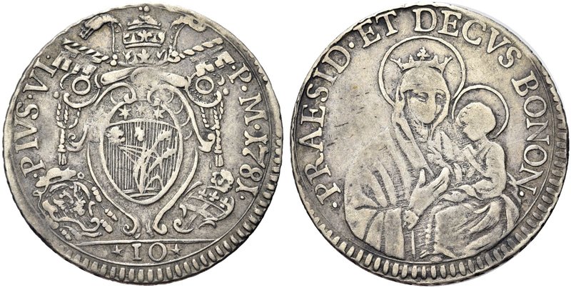 BOLOGNA
Pio VI (Giannangelo Braschi), 1775-1799.
Paolo o Mezza Lira da 10 Bolo...