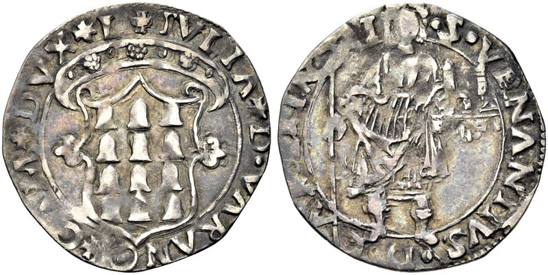 CAMERINO
Giulia Varano Duchessa, 1527-1534.
Grosso.
Ag gr. 1,46
Dr. +IVLIA D...