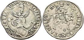 CARMAGNOLA
Michele Antonio di Saluzzo, 1504-1528.
Cavallotto. 
Ag gr. 5,68
Dr. MICHAEL ANT - M SALVTIARVM. Stemma, con cimiero, coronato e sormont...
