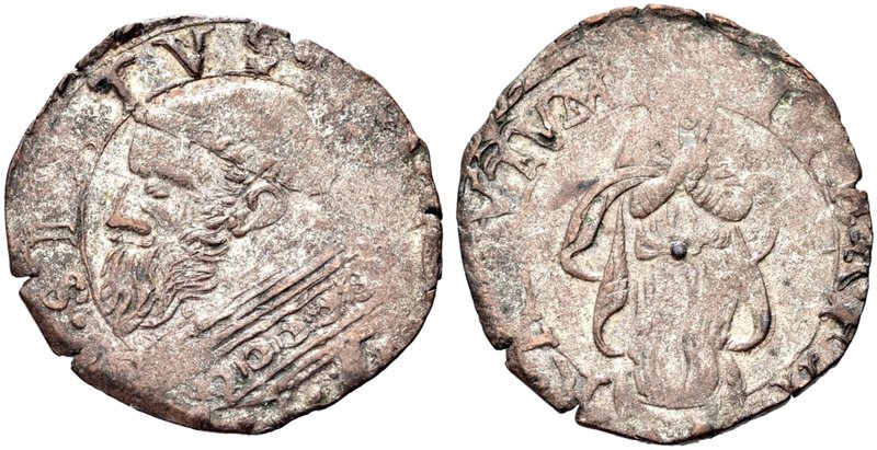 FANO
Sisto V (Felice Peretti), 1585-1590.
Baiocco.
Mi gr. 1,12
Dr. SIXTVS V ...