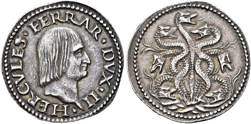 FERRARA
Ercole II d’Este, 1534-1559.
Testone.
Ag gr. 7,67
Dr. HERCVLES FERRA...
