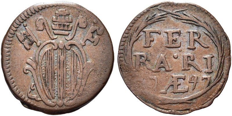FERRARA
Benedetto XIV (Prospero Lorenzo Lambertini), 1740-1758.
Quattrino 1747...