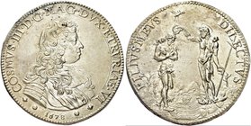 FIRENZE
Cosimo III de’Medici, Granduca di Toscana, 1670-1723.
Piastra 1678.
Ag gr. 31,17
Dr. COSMVS III D G MAG DVX ETRVRIAE VI. Busto drappeggiat...
