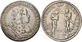 FIRENZE
Cosimo III de’Medici, Granduca di Toscana, 1670-1723.
Piastra 1680.
Ag gr. 31,13
Dr. COSMVS III D G MAG DVX ETRVRIAE VI. Busto a d., con l...