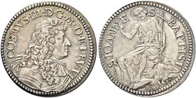 FIRENZE
Cosimo III de’Medici, Granduca di Toscana, 1670-1723.
Testone 1677.
Ag gr. 8,88
Dr. COSMVS III D G M D ETRV VI. Busto drappeggiato e coraz...